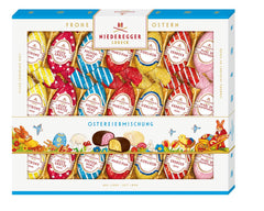 Niederegger | Mélange d’œufs de Pâques | 1x262g | Oeufs de Pâques fourrés à la pâte d'amande et au praliné | Enrobé de chocolat noir et blanc | Cadeau de Pâques
