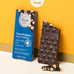 Venchi - Pack de 6 tablettes de chocolat noir aux noisettes, 600g - Sans sucre ajouté - Sans édulcorants artificiels - Sans gluten - Vegan - Idée cadeau