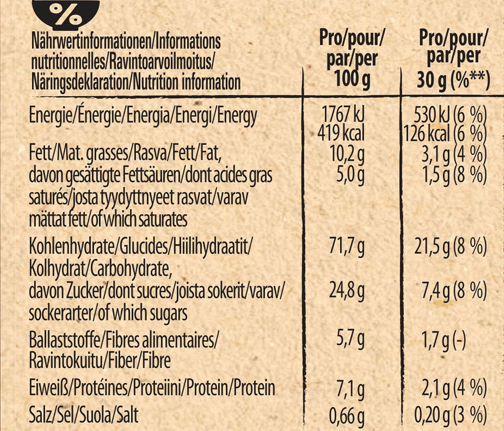 Céréales Churro triples croquantes pour petit-déjeuner, chocolat au lait et caramel salé, teneur en grains entiers 36%, paquet de 8 (8x300g)
