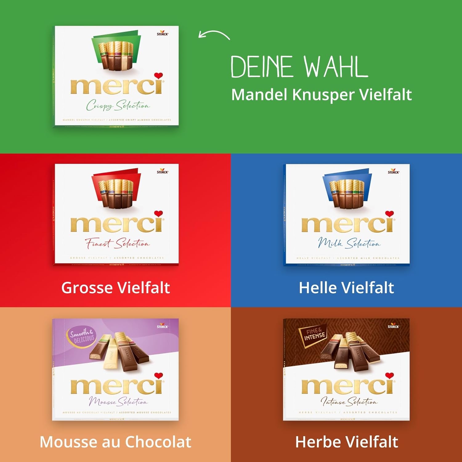 merci Variété Amandes Croquantes Finest Selection – 1 x 250 g – Spécialités raffinées aux noix et au chocolat – Pralinés fourrés et non fourrés