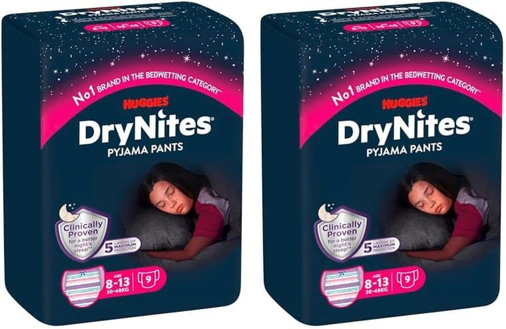 Couches d'énurésie nocturne Huggies DryNites pour garçons de 13 à environ 8-13 ans (30-48 kg) 33 pièces (3x11) paquet mensuel géant culottes à couches XL Vazba Bath Products