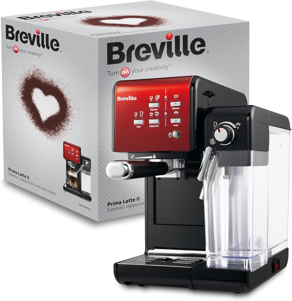 Expresso Breville Prima Latte II | Machine à latté et cappuccino | Pompe professionnelle avec 15 bars et mousseur à lait | Argent [VCF108X]