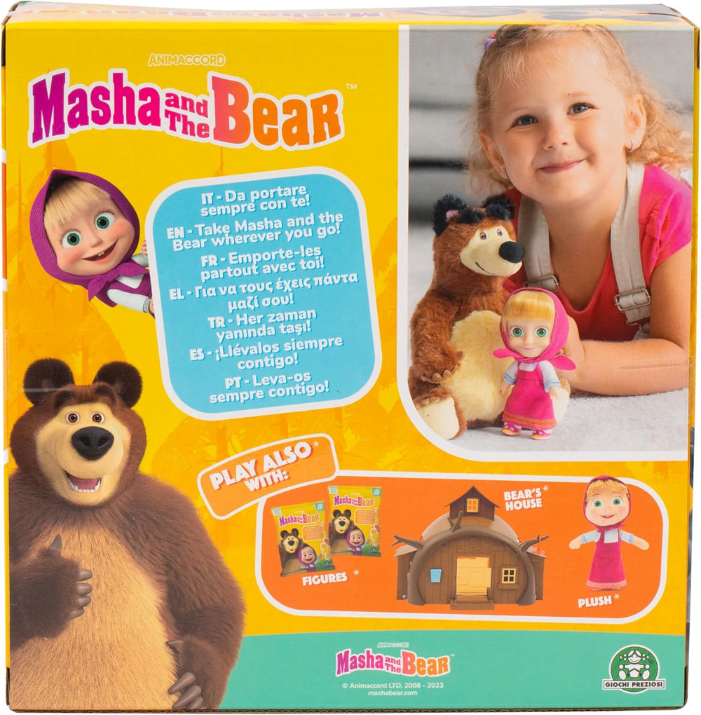 Masha et Michka Poupée Masha 12 cm et peluche Bärka 20 cm pour enfants de 3 ans et plus MHA21