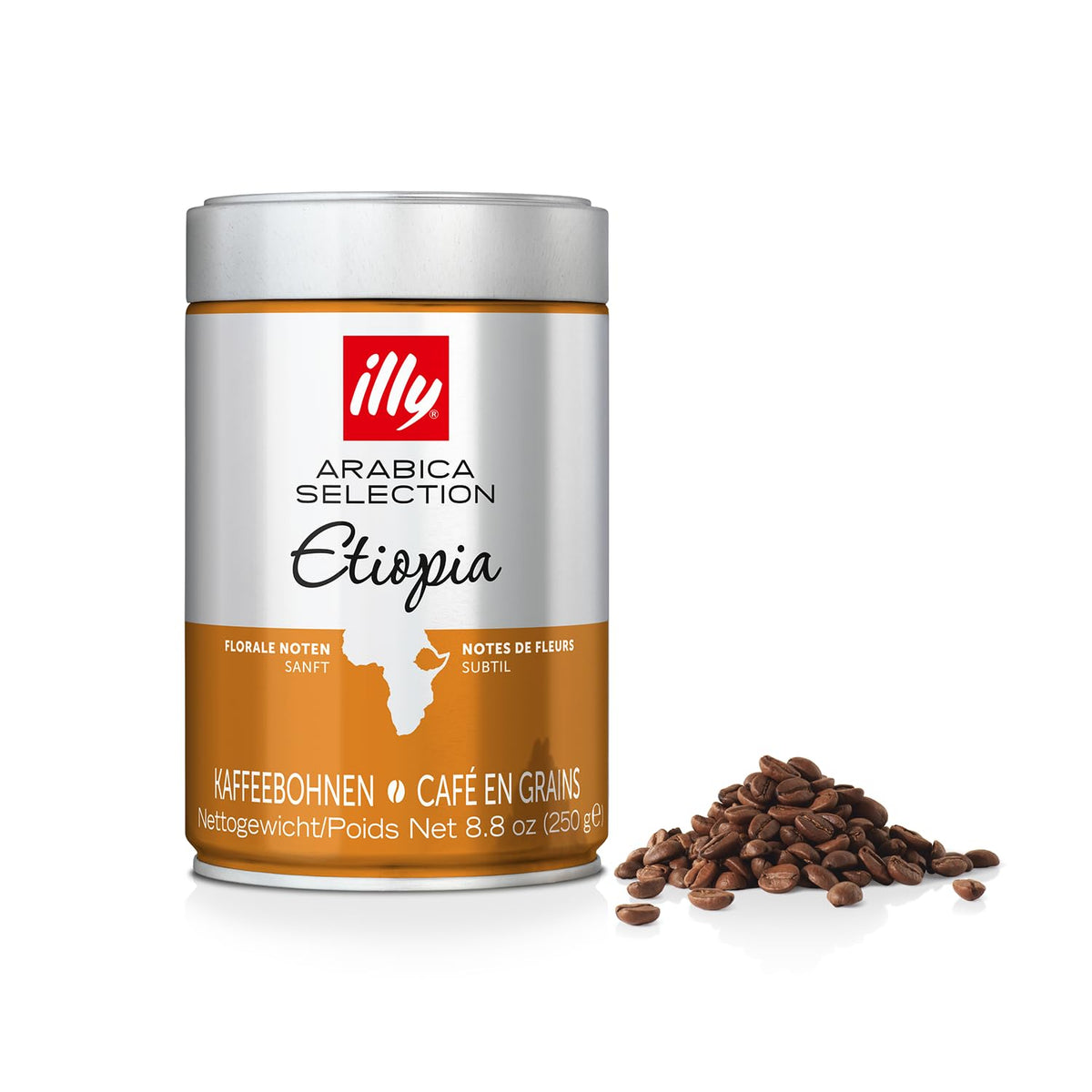 Illy Coffee Beans Sélection de grains de café Arabica de luxe d'Éthiopie, paquet de 6 (6 x 250 g)