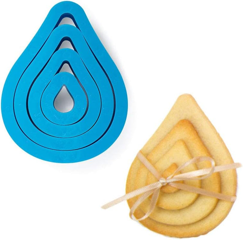 0255311 Jeu d'emporte-pièces avec goutte, 4 pièces 1,5-3,5-5,5-12 H2,2 cm, rose