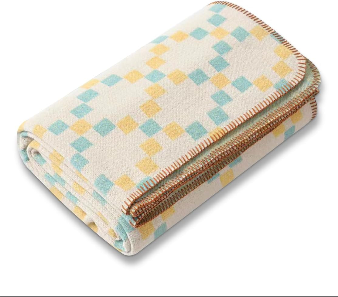 ACUSHLA 200,7 x 160 cm, 1,7 kg, couverture, couverture en laine, couverture de voyage chaude, couverture tricotée, couvertures décoratives pour canapé, chaise, canapé, lit, salon, camping, convient à toutes les saisons Ww203 Lits et couvertures Beuche den ACUSHLA-Store Jaune Bleu 160 x 200 cm