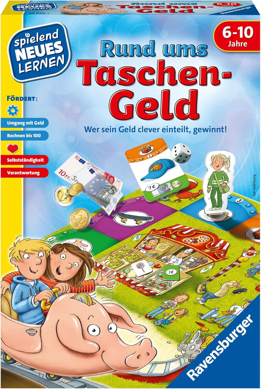 Ravensburger 24996 - Tout sur l'argent de poche - Jouer et apprendre pour les enfants, jeu éducatif pour les 6-10 ans, apprendre par le jeu pour 2-4 joueurs