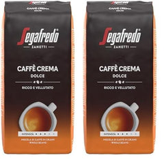 Segafredo Zanetti Caffè Crema Dolce - Grains entiers (paquet de 1 kg) - Convient pour Caffè Crema - Grains de café torréfiés légèrement à moyennement au goût doux et équilibré (paquet de 2)