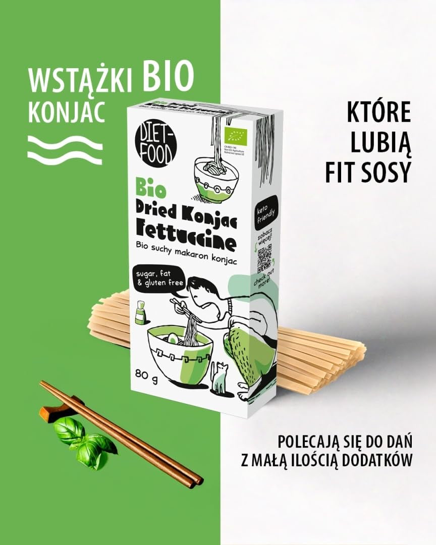 Fettuccine Konjac Shirataki Bio 80g - Faible en calories et en glucides, sans gluten, faible en glucides, adapté aux régimes céto, avec farine de tapioca