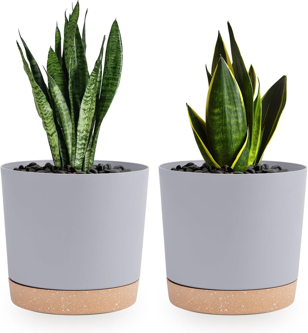 Lot de 2 pots de fleurs de 12,7 cm, pots de fleurs d'intérieur avec trous de drainage et base amovible, soucoupes décoratives modernes pour jardinières d'extérieur (blanc 12,7 cm)
