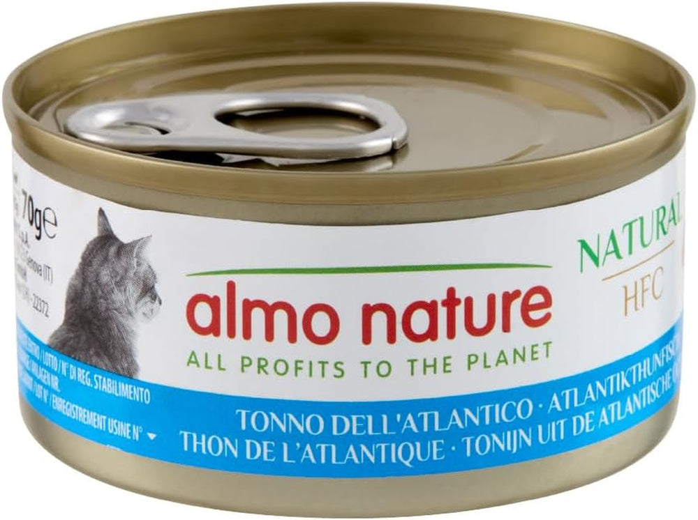 Almo Nature HFC Natural - Hrană umedă pentru pisici adulte - Ton Atlantic - Calitate umană, Fără gluten și Monoproteină - 6 x 70g