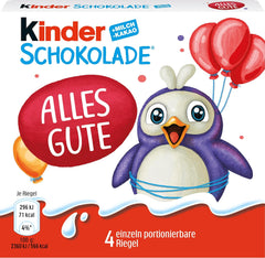 Kinder Chocolate (20 x 50 g) – Cadeau de Saint-Valentin pour elle et lui, bonbons Carnaval et Mardi Gras – Barres de chocolat au lait fourrées – 20 paquets de 4 barres individuelles chacune