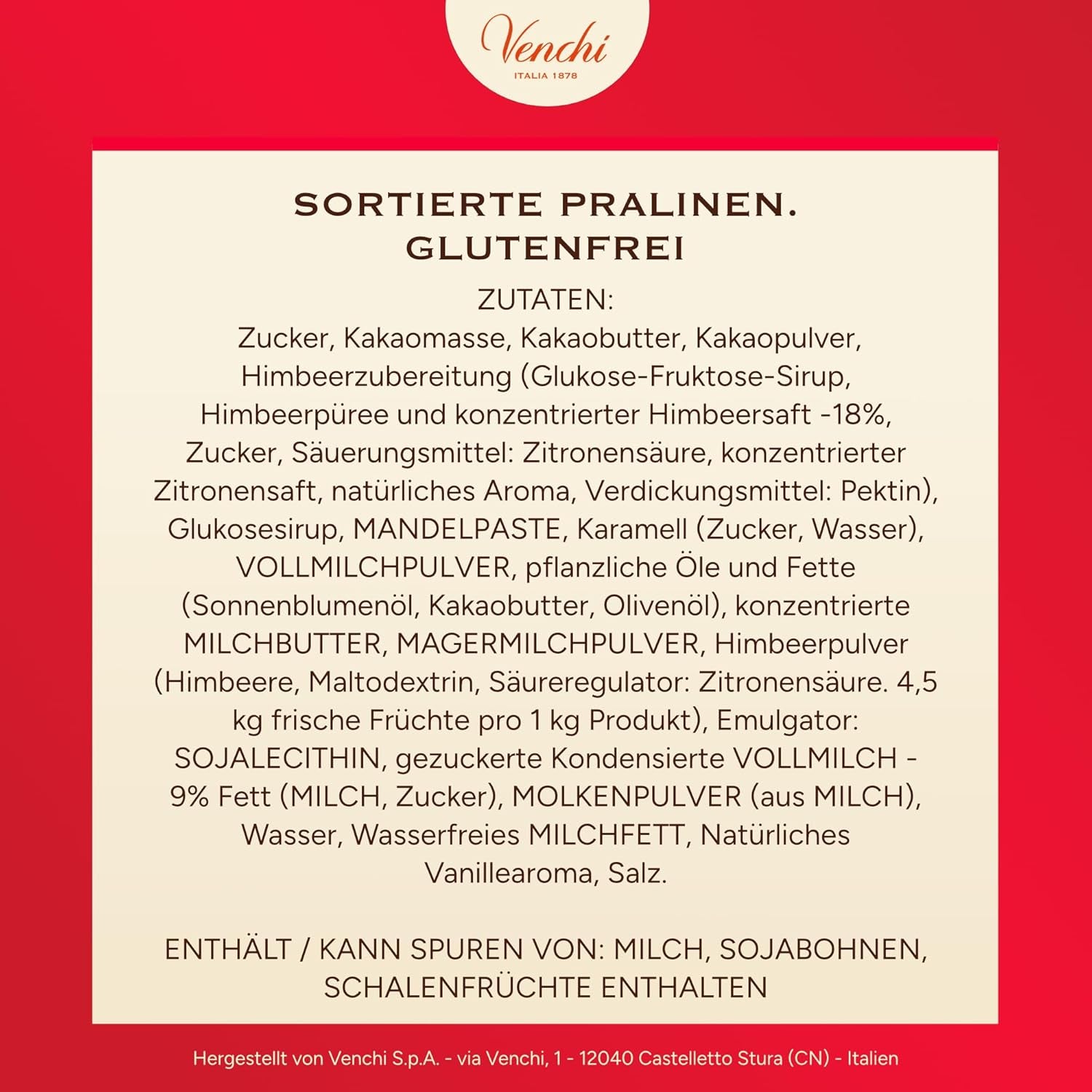 Venchi - Boîte de 9 Chocolats Assortis, 175g, Sans Gluten, Sans Colorants ni Conservateurs Artificiels, Idée Cadeau Saint Valentin