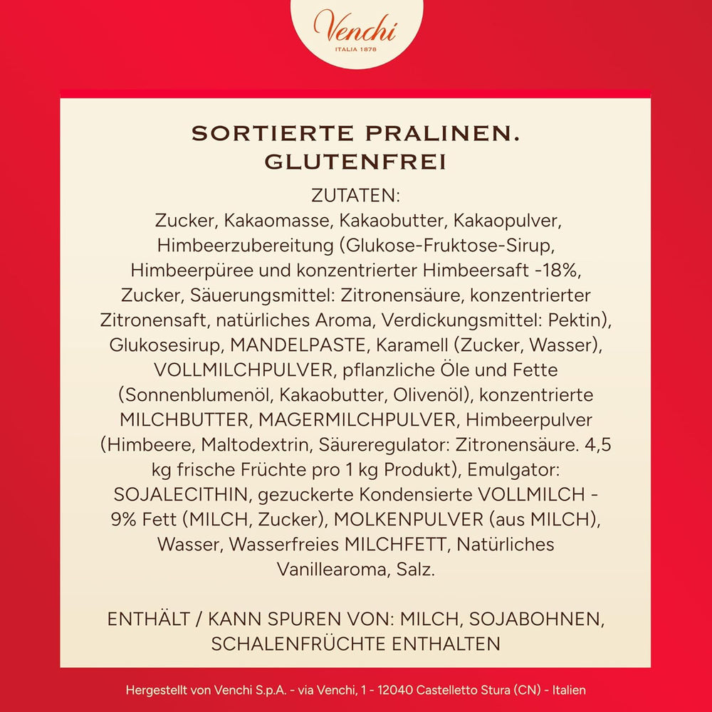 Venchi - Boîte de 9 Chocolats Assortis, 175g, Sans Gluten, Sans Colorants ni Conservateurs Artificiels, Idée Cadeau Saint Valentin