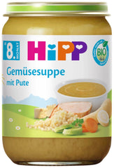 HiPP Bio Soupe de légumes de dinde (6 x 190g), dès 8 mois, sans sel ajouté, aux Oméga-3, de la meilleure qualité biologique