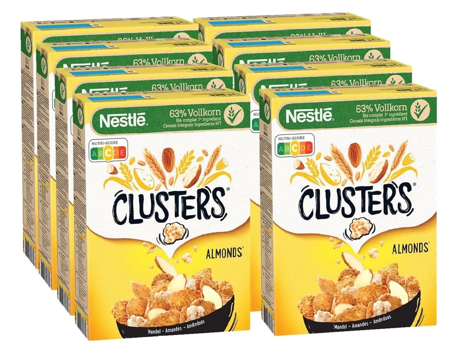 Clusters Almond, Cereale pentru un mic dejun delicios cu fulgi crocanți de migdale, Set 8 x 325 grame Naty Shop Default Title