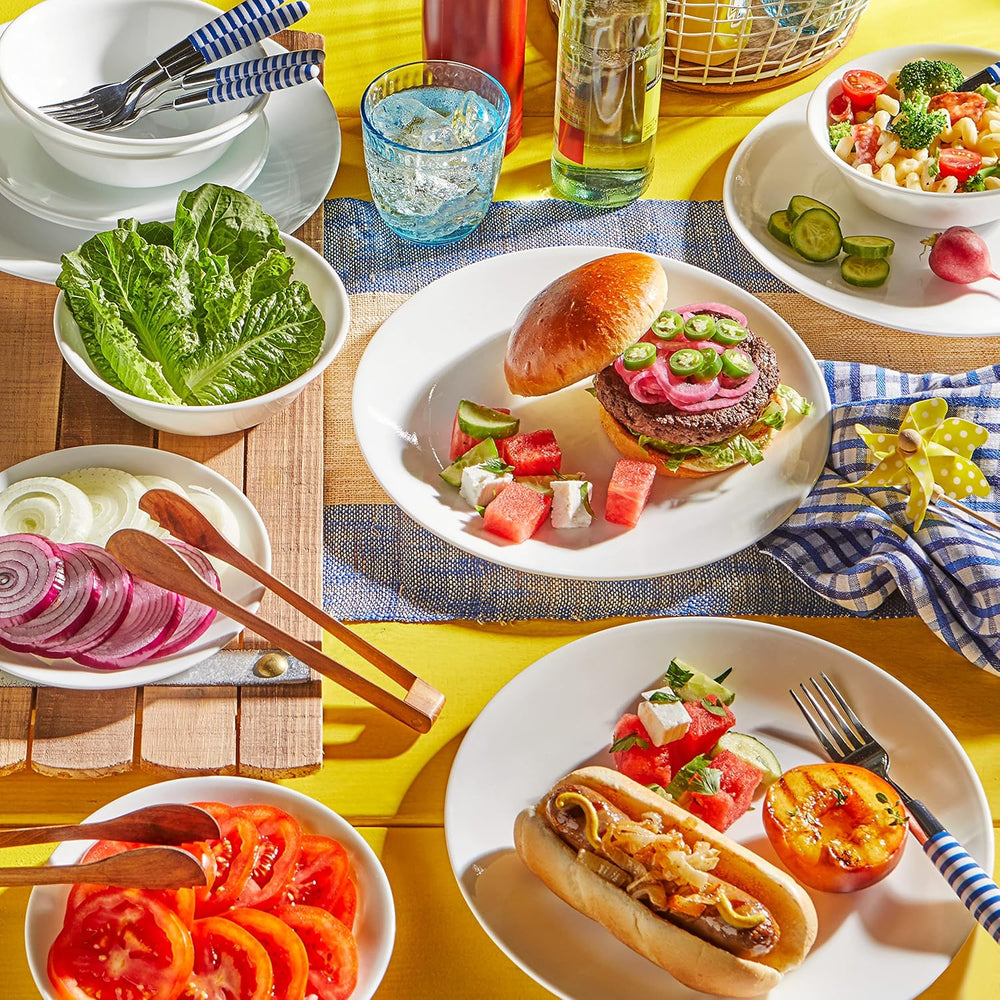 Service de table Winter Frost pour 4, 12 pièces, vaisselle en verre Vitrelle™ ultra-durable de qualité supérieure, passe au lave-vaisselle, au micro-ondes et au micro-ondes, design hivernal festif