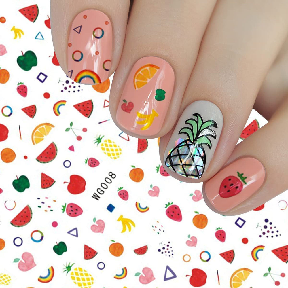 12 Blatt Nagelsticker Süß Kinder Nagelaufkleber Selbstklebend Weihnachtsblumen Blätter Tiere Pflanzen Früchte Nail Art Sticker Dekoration Nageldesign Zubehör