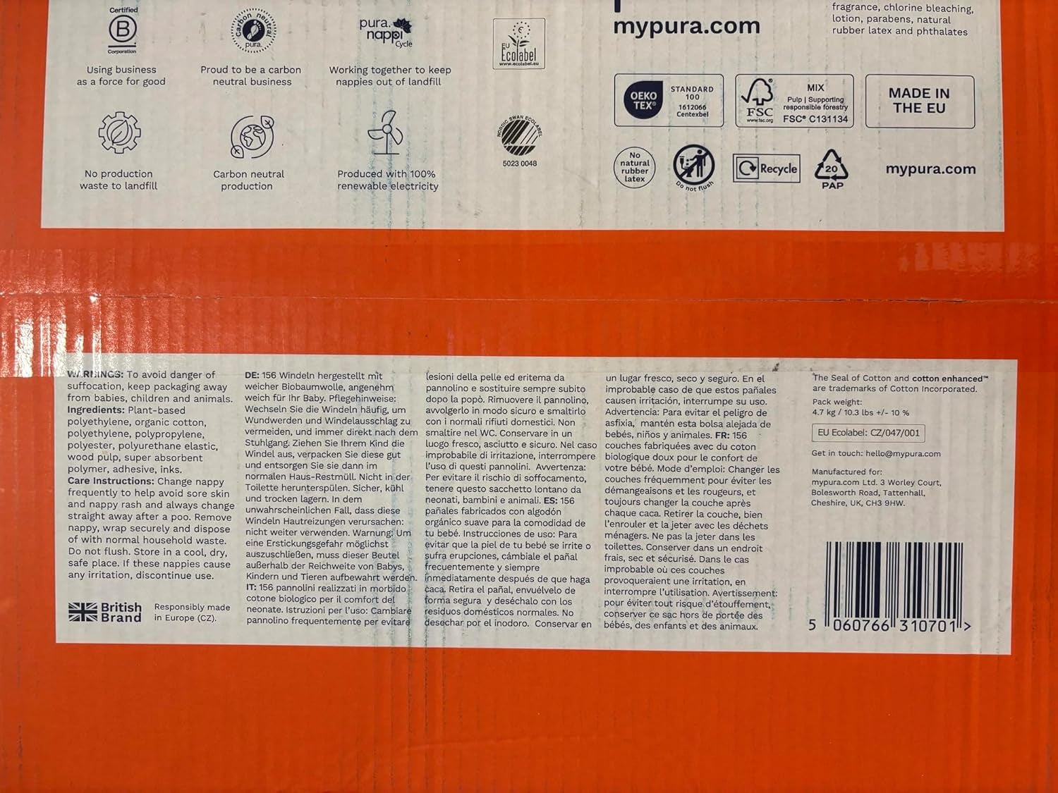 Couches Eco Baby - Taille 3 (4-9 kg), 1 paquet (26 couches), couches ultra douces pour peaux sensibles, coton biologique, protection contre les fuites jusqu'à 12 heures, nouveau guide des tailles