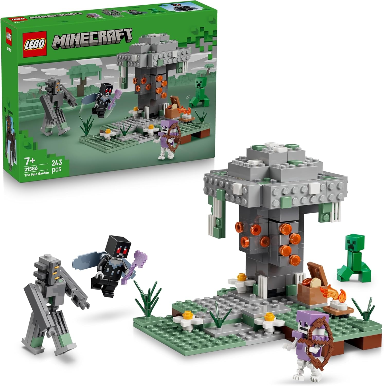 LEGO Minecraft Blasser Garden - Jeux créatifs pour enfants - Jeux pour jeunes et filles à partir de 7 ans - avec figurines Minecraft - Mottenmann, Creeper, Skelet et Knarz - Jeu - 21586