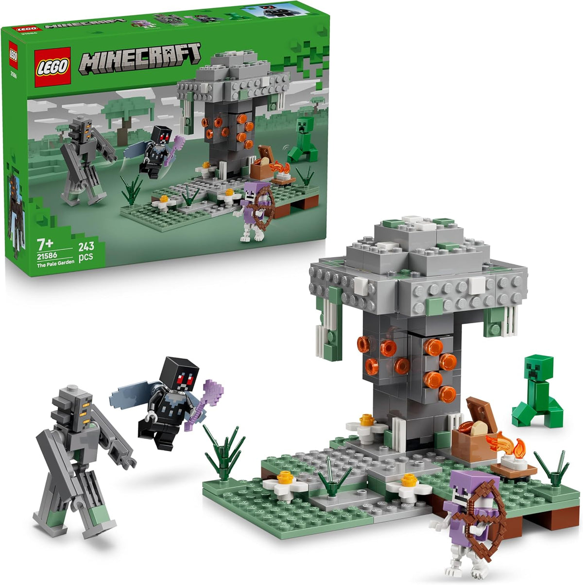 LEGO Minecraft Blasser Garden - Jeux créatifs pour enfants - Jeux pour jeunes et filles à partir de 7 ans - avec figurines Minecraft - Mottenmann, Creeper, Skelet et Knarz - Jeu - 21586