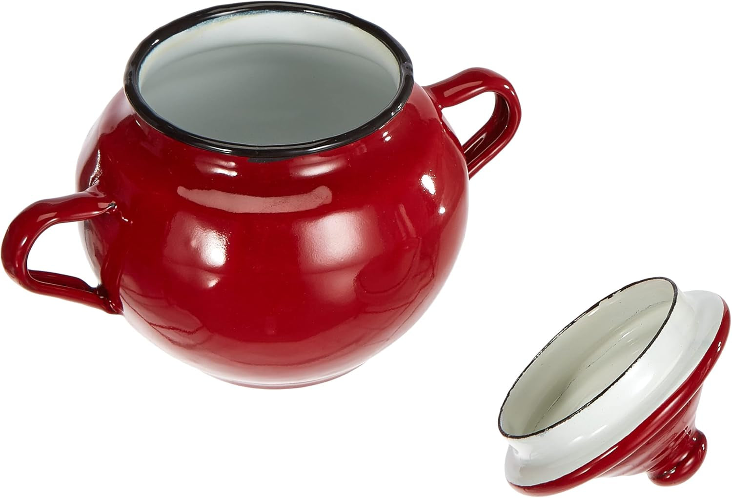 Pot Roja avec couvercle, 0,5 l, acier émaillé rouge, 10 x 10 x 20 cm, 2 pièces