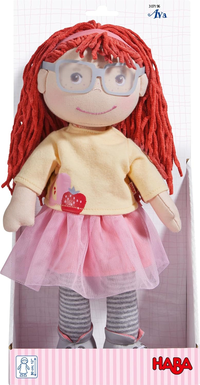 Poupée HABA AVA, poupée 30 cm avec lunettes, poupée douce pour enfants à partir de 18 mois