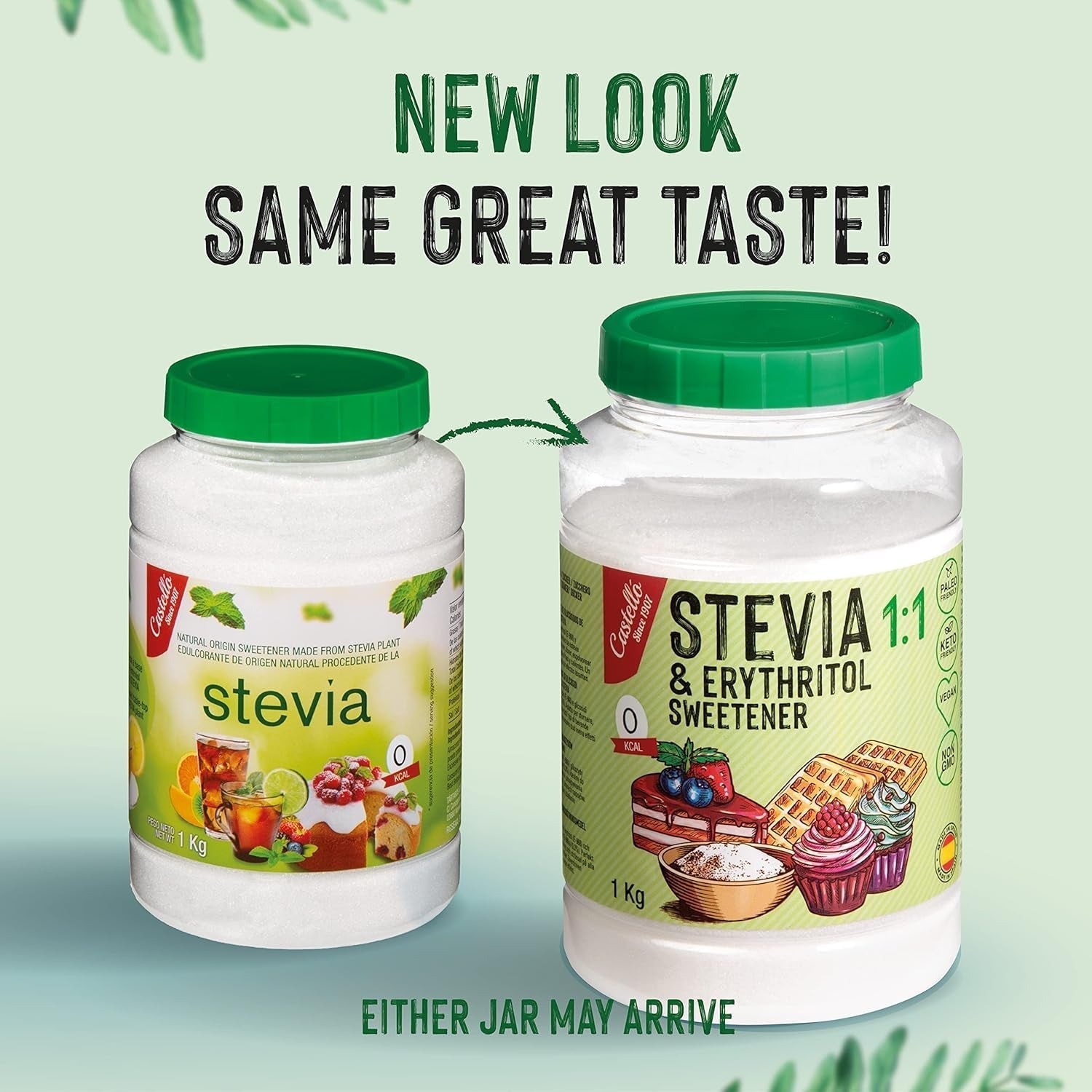 Stevia + Erythrit 1:1 Süßstoff | 1G = 1G Zucker | 100% Natürlicher Zuckerersatz - 0 Kalorien - 0 Glykämischer Index - Keto Und Paleo - 0 Netto-Kohlenhydrate - Kein GVO - Castello since 1907-1 Kg Indulcitori Naty Shop