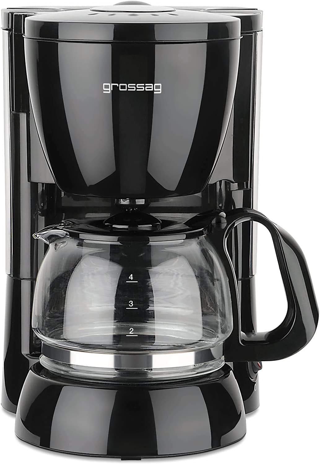 Cafetière à gros filtre avec carafe en verre KA 12.17 | 0,6 litre pour 4 tasses de café | 600 watts | Noir - Acier inoxydable