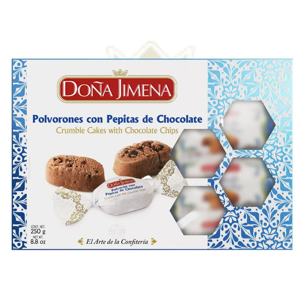 – Polvorones au Chocolat avec Pépites de Chocolat, Qualité Supérieure, Biscuits Typiques de Noël, Recette Artisanale, 250g (Pack de 2)