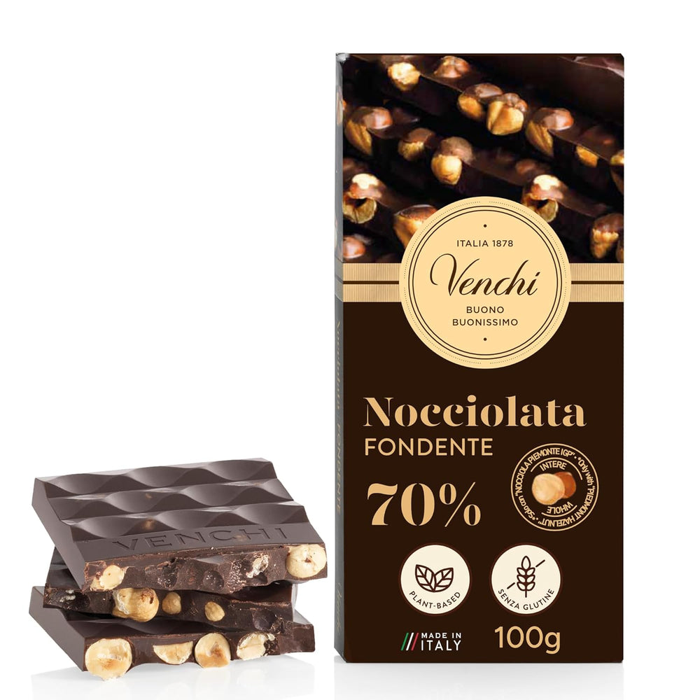 Venchi - Barre aux Noisettes Salées, Noisettes Salées, Amandes et Pistaches, 95g, aux "Noisettes du Piémont", Sans Gluten, Sans Colorants Artificiels et Sans Conservateurs