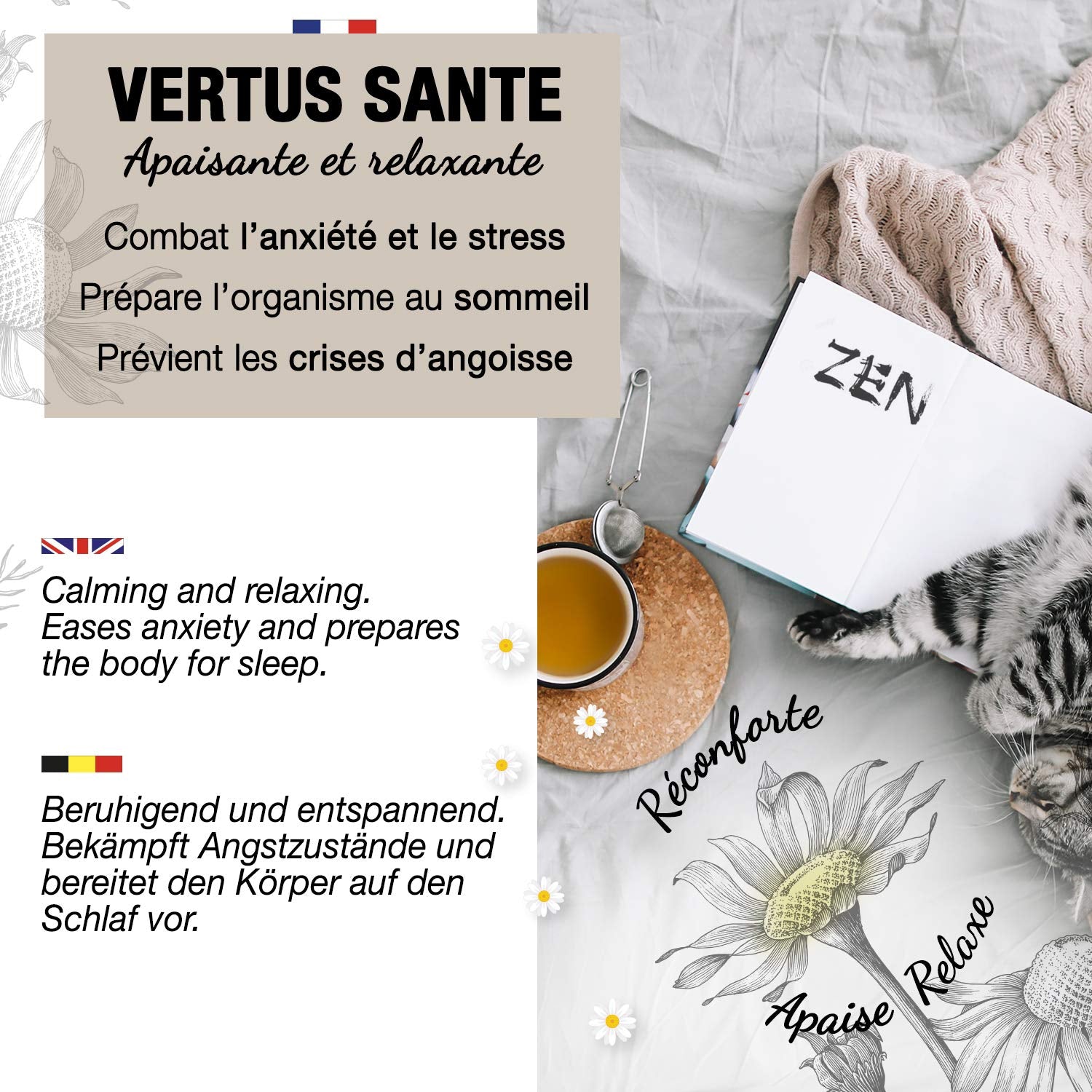 ORIGEENS Thé aux Fleurs de Camomille Bio d'Europe, 100 g | Thé en feuilles, thé biologique pour le sommeil et la digestion | Camomille allemande | Certifié et emballé en Allemagne