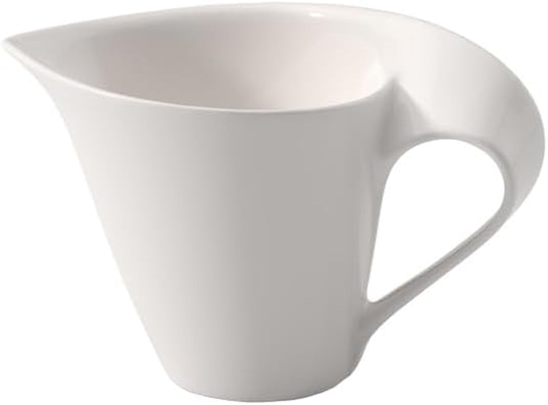 Cană de lapte Villeroy & Boch NewWave, cutie de lapte cu mâner curbat, porțelan premium, potrivită pentru mașina de spălat vase și cuptorul cu microunde, albă, 200 ml