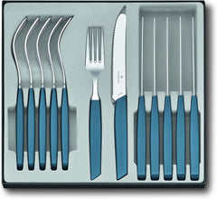 VICTORINOX Ménagère Suisse Moderne pour 6 Personnes, Cuisine 12 Pièces Naty Shop Bleu