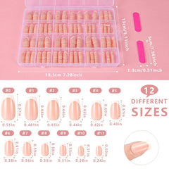 360 pièces d'ongles artificiels français, faux ongles rectangulaires moyens avec fausse lime à ongles, pointes naturelles à presser pour dames et femmes