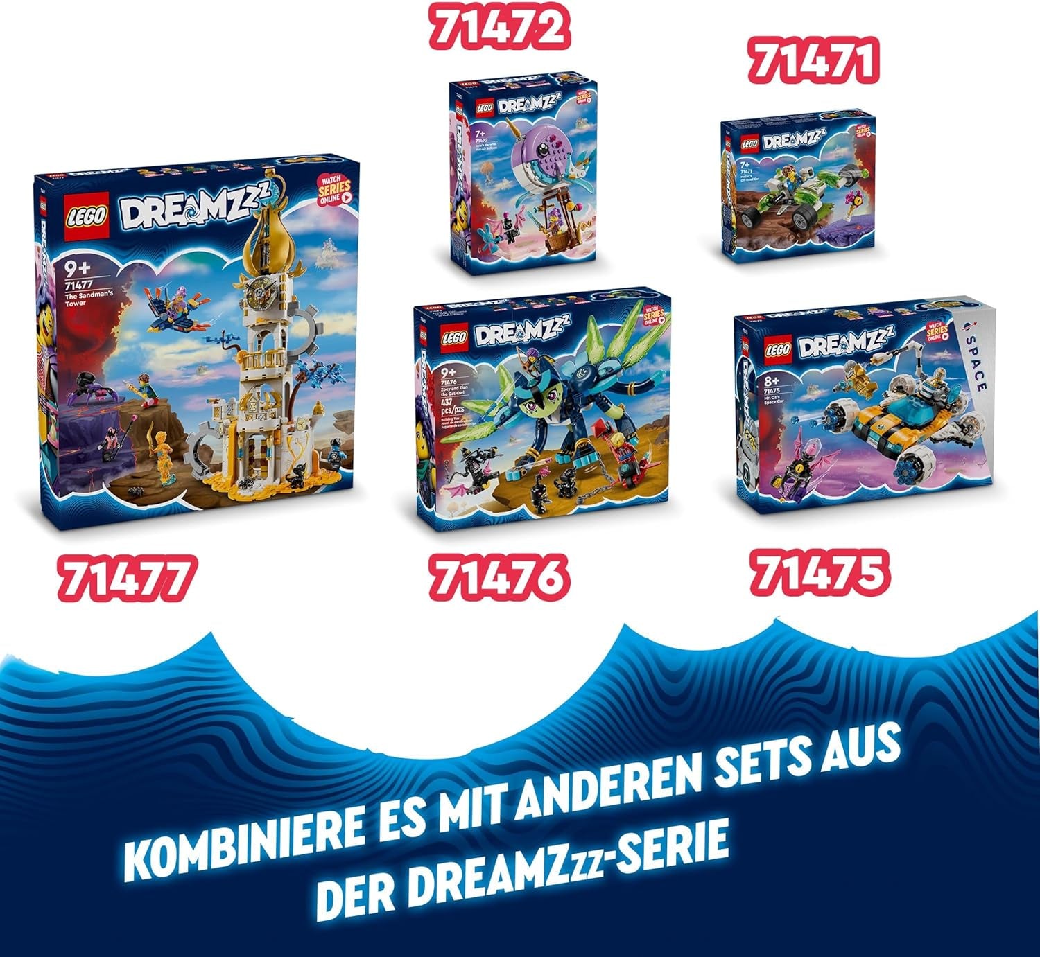 LEGO DREAMZzz 2-en-1 La Tour des Sandmanns, Jeu de château pour enfants à Baen, Set avec niveaux fantastiques incluant Spinne et Vogel, Jeux pour filles et jeunes à partir de 9 ans 71477
