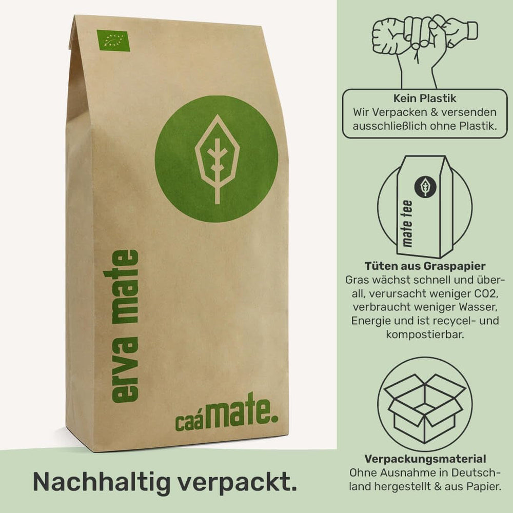 Thé Mate BIO 1KG ● Frais et vert ● Yerba Mate original ● Séché à l'air ● Sans fumée ● Sans plastique ● Commerce équitable ● Thé maté à base de feuilles de maté, de branches de maté et de poudre de feuilles de maté ● DE-ÖKO-006
