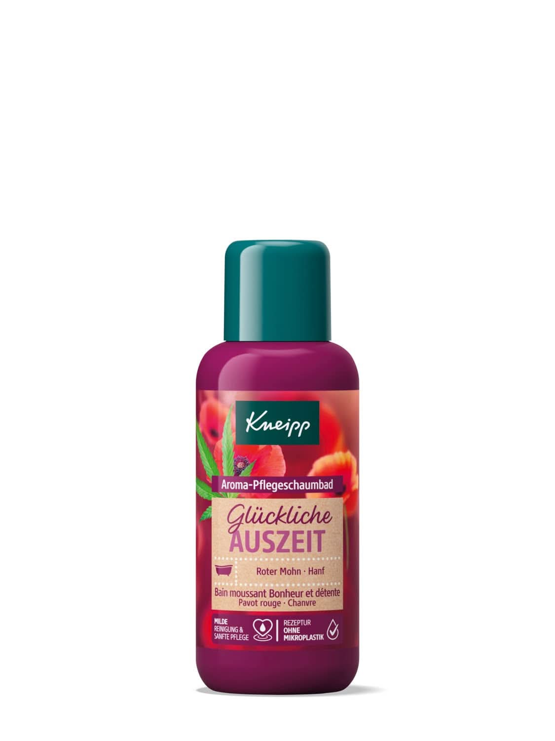Kneipp Aroma, aditiv de baie cu uleiuri naturale din mac roșu și cânepă, pentru o senzație de piele moale și netedă, 100 ml Duș și baie Naty Shop