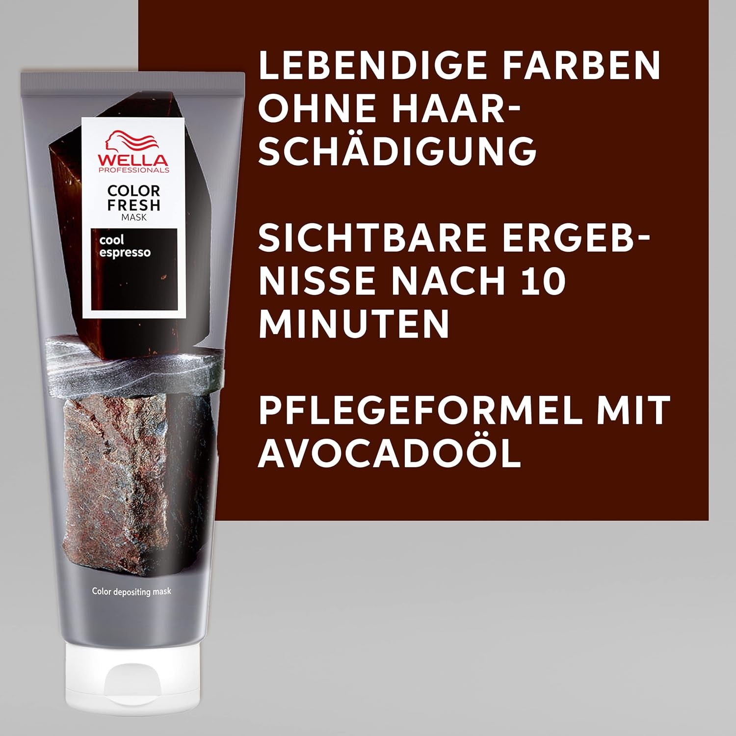 Wella Professionals Color Fresh Mask Cool Espresso - traitement pour revitaliser et changer la couleur des cheveux - teinte nourrissante à l'huile d'avocat - pour cheveux noirs et noirs - 150 ml Naty Shop Hair Mask