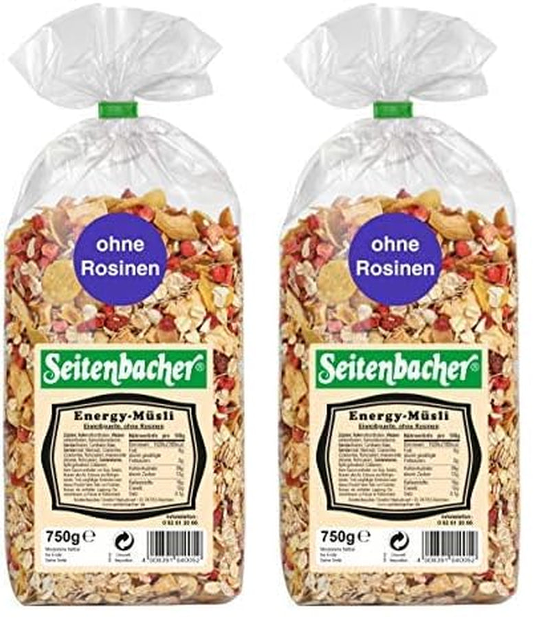 Seitenbacher Energy-Müsli I Ohne Rosinen I Vollkorn (1 X 750 G) Cereale Naty Shop 750 G (2Er Pack)