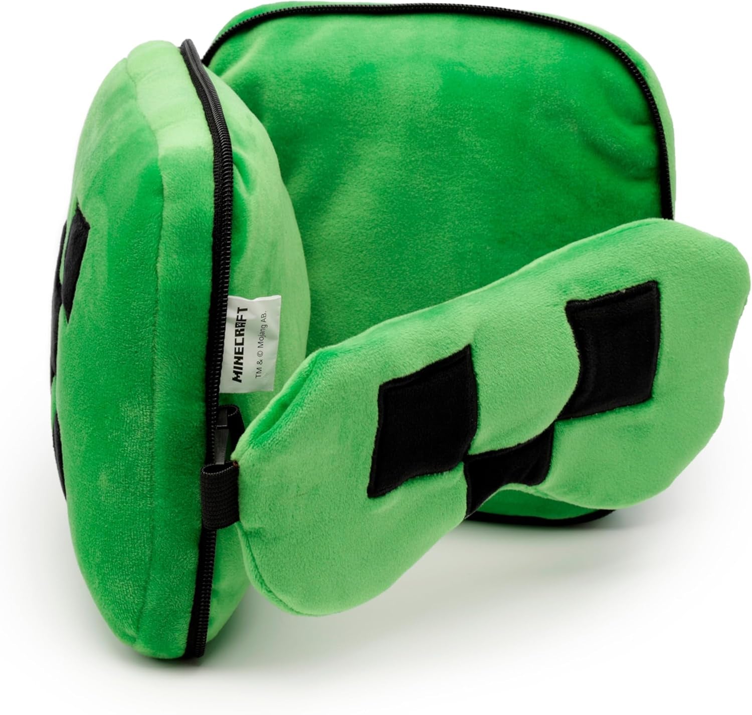 Puckator Relaxeazzz Minecraft Creeper Oreiller de voyage en peluche et masque pour les yeux Appui-tête Oreiller de couchage Oreiller de voyage Masque de sommeil pour enfants et adultes pour voyage Voiture Train Avion Accessoire Oreillers de voyage Naty Shop