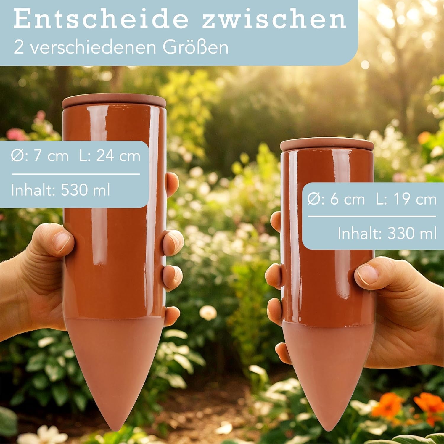 Terracotta Gießhilfe (3X 330 Ml) Handgefertigt Für Bewässerung Zimmerpflanzen | Wasserstandsanzeiger Pflanzen | Watering Can | Gießkanne Zimmerpflanzen