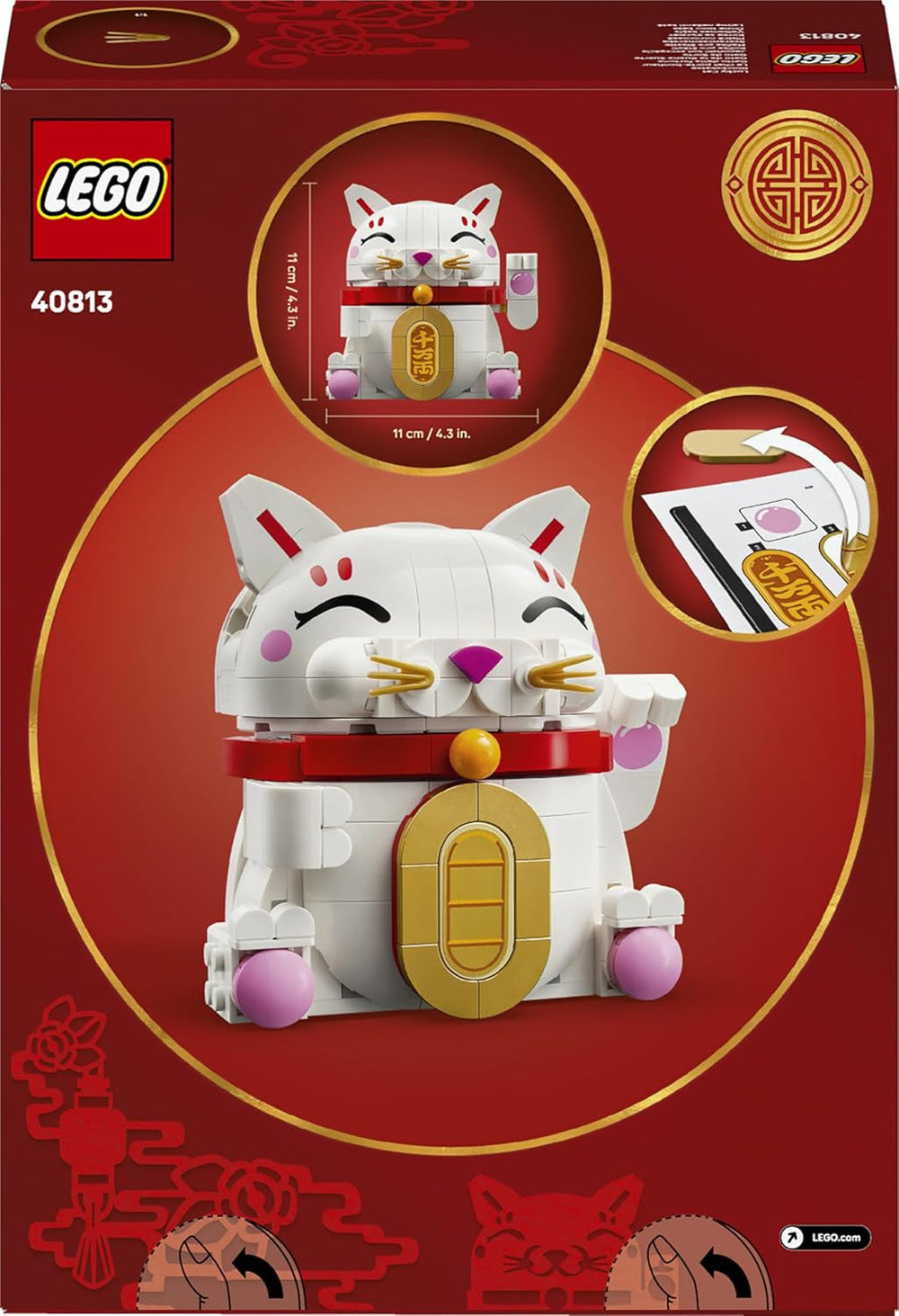 LEGO Glückskatze - Bauset für Erwachsene - Modellbau mit Tierfigur mit winkender Pfote sowie Goldmünze - Katzenfigur zum Bauen - DIY Deko Set - Kreatives Geschenk für Kinder & Erwachsene - 40813