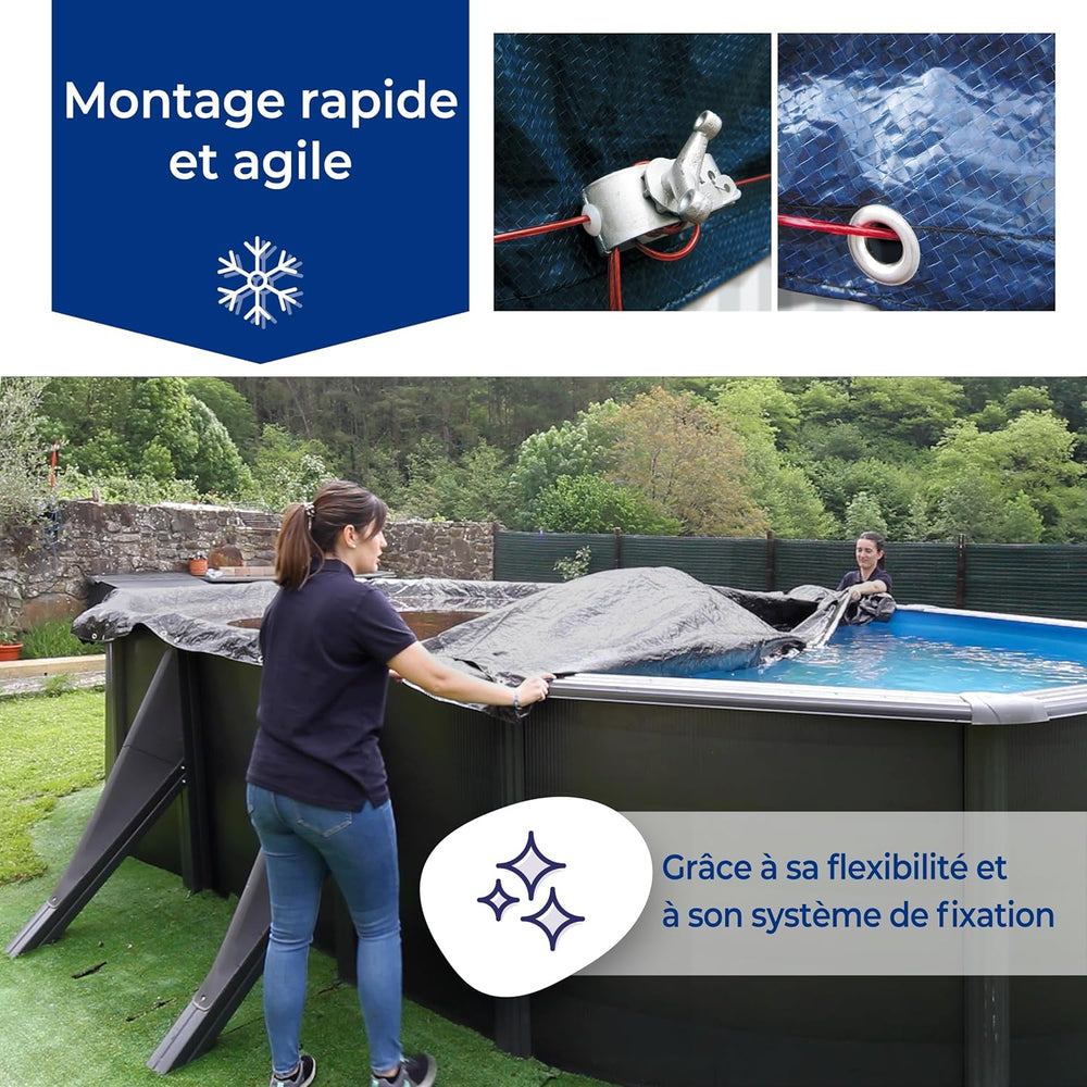 Gre CIPROV501 - Bâche d'hiver pour piscines ovales 500 x 300 cm, coloris noir
