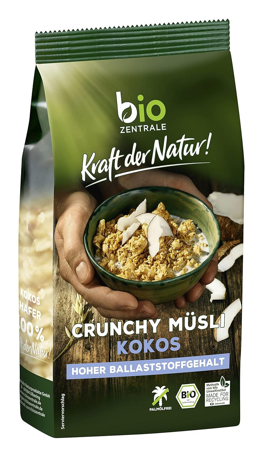 Muesli croustillant aux baies Biozentrale | 375 g de Muesli bio | Idéal pour le petit-déjeuner et votre tasse de muesli à emporter | Une alternative aux barres de muesli