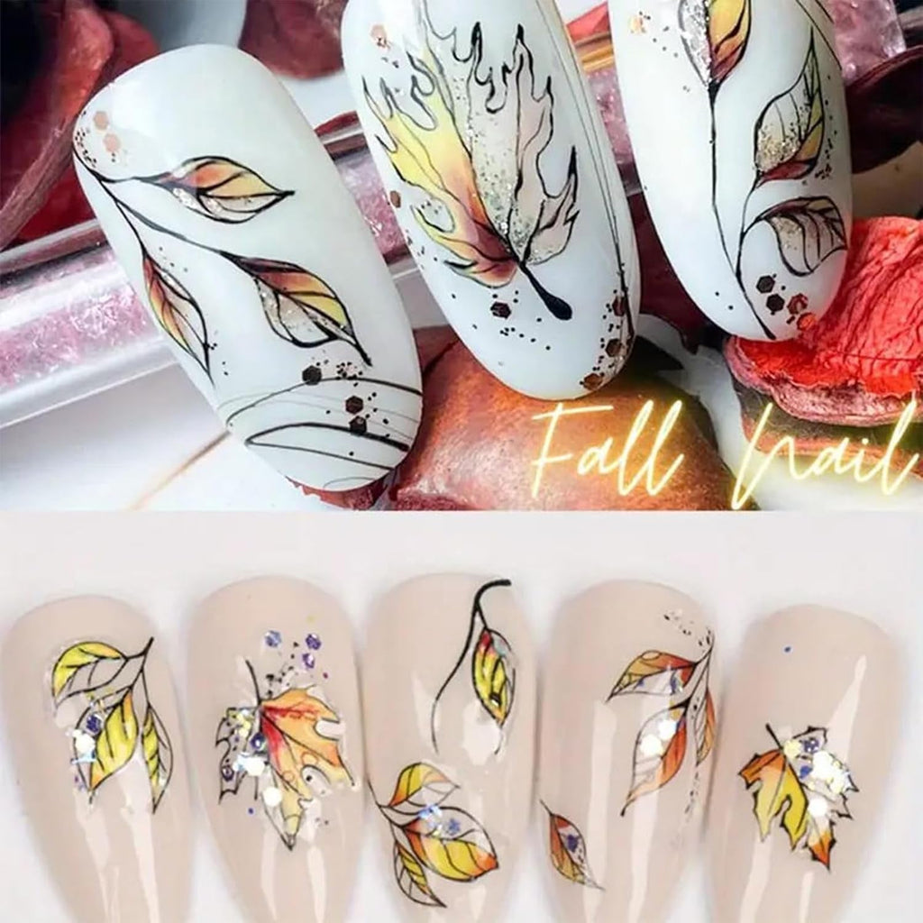 6 Blatt Herbst Nagelsticker,Ahornblatt Selbstklebend Nagelaufkleber,Herbst Nail Sticker,Nageldesign Zubehör,Nail Art Sticker,Selbstklebende Deko Für Nägel