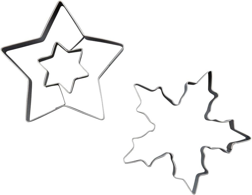 Dr. Oetker Linzer Ensemble d'emporte-pièces flocon de neige et étoile – 2 pièces parfaits pour les biscuits de Noël en acier inoxydable de haute qualité résistant à la rouille, lavable au lave-vaisselle