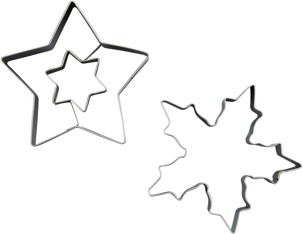 Dr. Oetker Linzer Ensemble d'emporte-pièces flocon de neige et étoile – 2 pièces parfaits pour les biscuits de Noël en acier inoxydable de haute qualité résistant à la rouille, lavable au lave-vaisselle