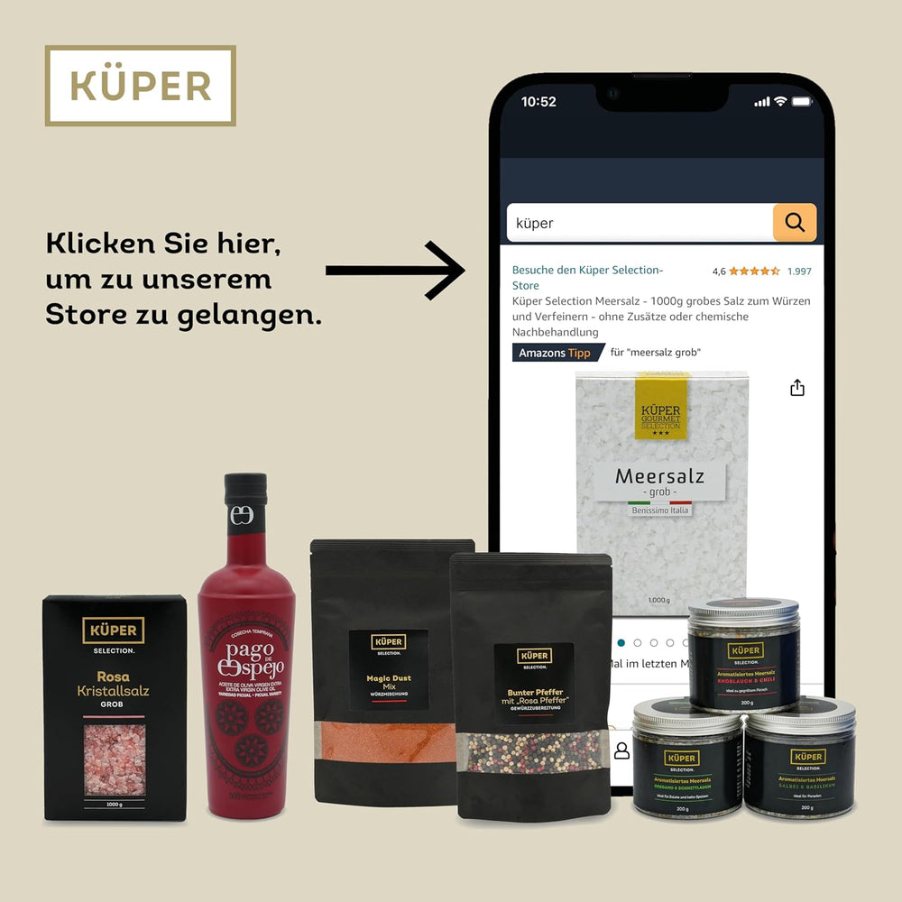 Küper Selection 1000g Salz Kristalls rosa fein - rosa Speisesalz zum Würzen und Verfeinern - 100% natürliches Salz