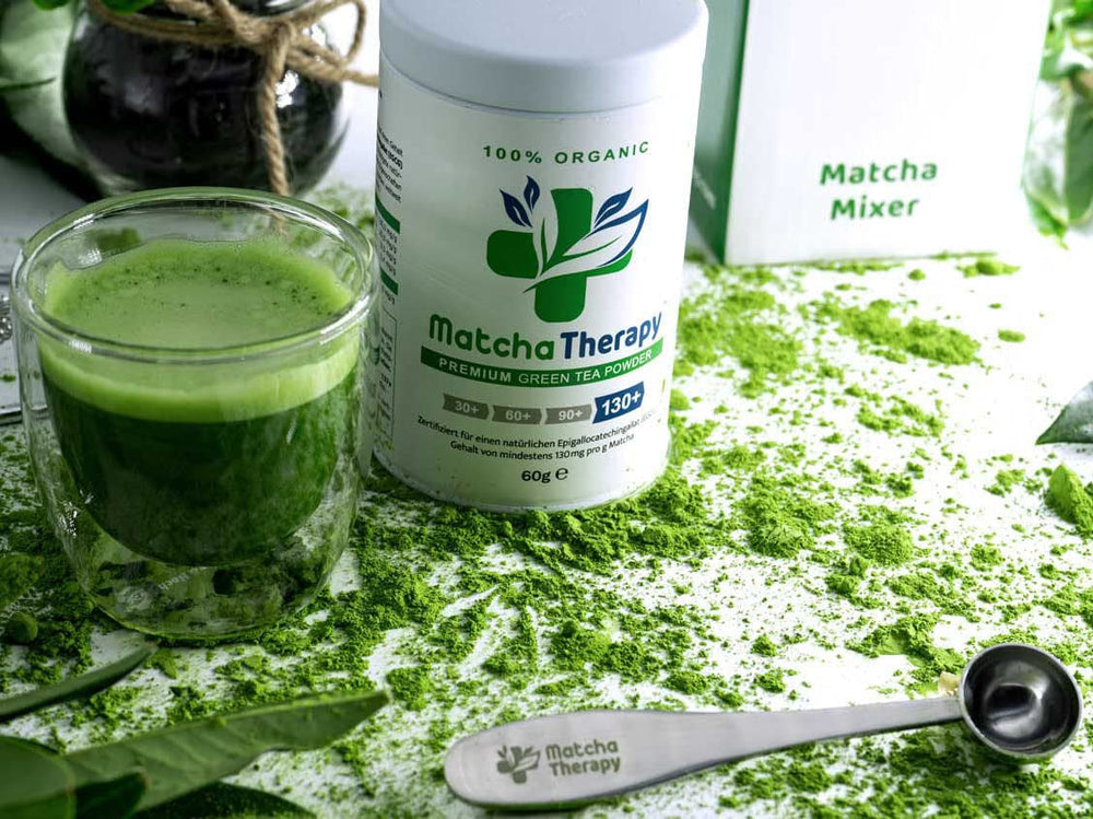 Matchatherapy 30+ | Ceai Matcha organic pudră | 60 g | Cu un conținut verificat de cel puțin 30 mg/g de catechină EGCG | Susține sistemul imunitar și nivelul de energie | Calitate ceremonială | Ceai verde din Japonia